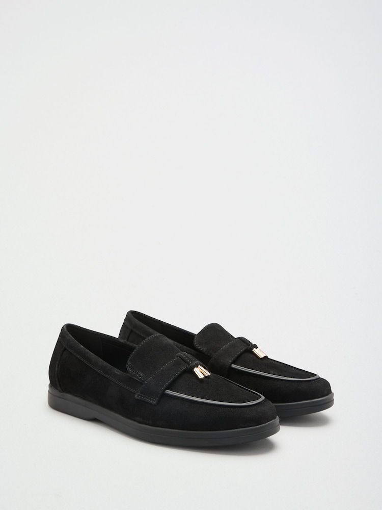Friends Like These Black Standard Fit Faux Suede Tassle Trim White Outsole Casual Loafers - Image 1 of 4 Friends Like These Black Standard Fit Faux Suede Tassle Trim White Outsole Casual Loafers - Image 1 of 4