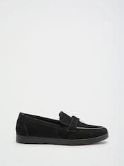 Friends Like These Black Standard Fit Faux Suede Tassle Trim White Outsole Casual Loafers - Image 2 of 4