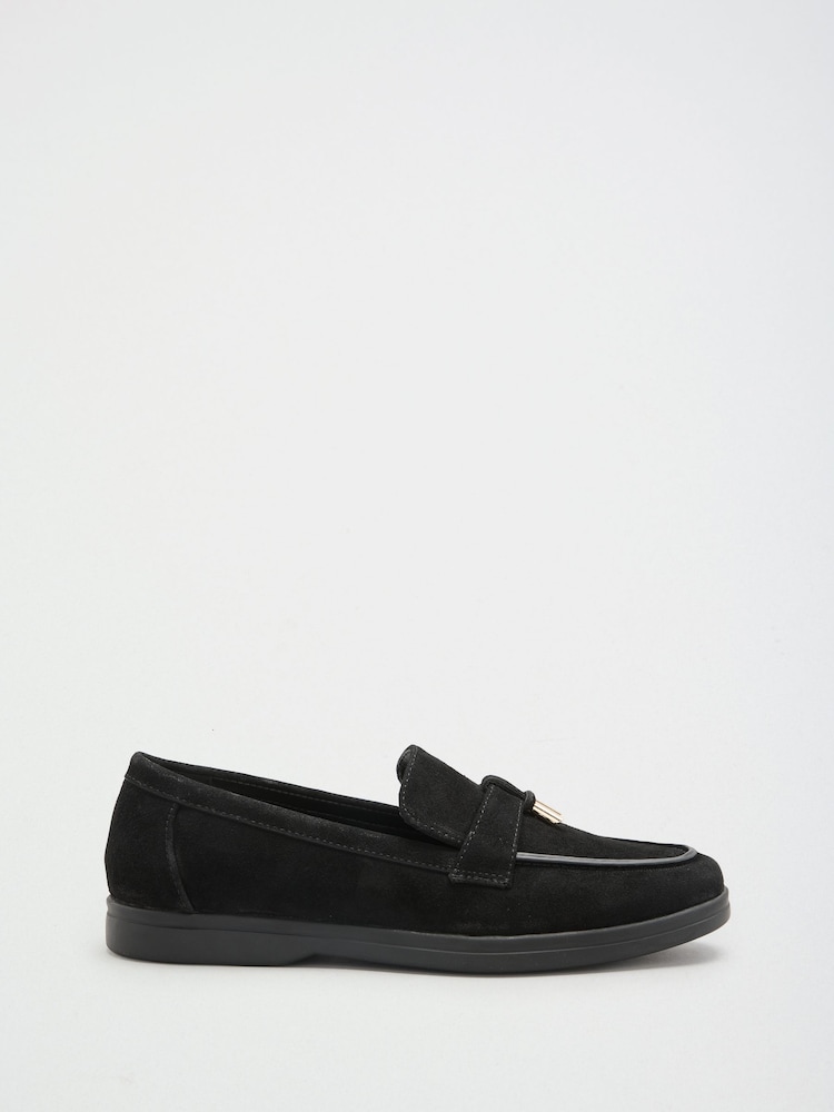 Friends Like These Black Standard Fit Faux Suede Tassle Trim White Outsole Casual Loafers - Image 2 of 4 Friends Like These Black Standard Fit Faux Suede Tassle Trim White Outsole Casual Loafers - Image 2 of 4