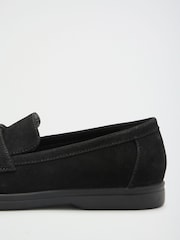 Friends Like These Black Standard Fit Faux Suede Tassle Trim White Outsole Casual Loafers - Image 5 of 5