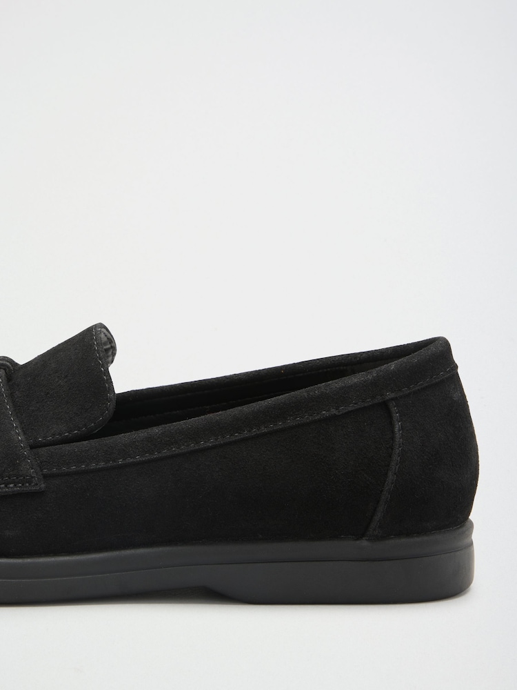 Friends Like These Black Standard Fit Faux Suede Tassle Trim White Outsole Casual Loafers - Image 5 of 5 Friends Like These Black Standard Fit Faux Suede Tassle Trim White Outsole Casual Loafers - Image 5 of 5