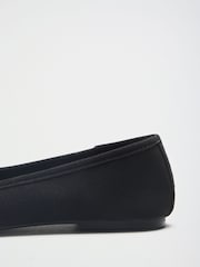 Friends Like These Black Faux Suede Wide Fit Square Toe Bow Detail Flat Ballerina Shoes - Image 4 of 4