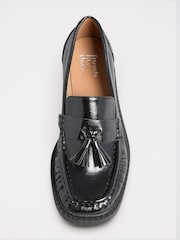 Garniture à pompon noir - Friends Like These Faux Leather Square Toe Ruched Mocassins Chaussures - Image 3 de 4