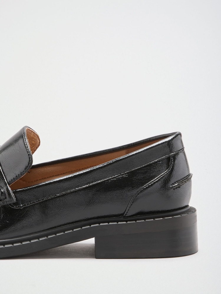 Garniture à pompon noir - Friends Like These Faux Leather Square Toe Ruched Mocassins Chaussures - Image 4 de 4
