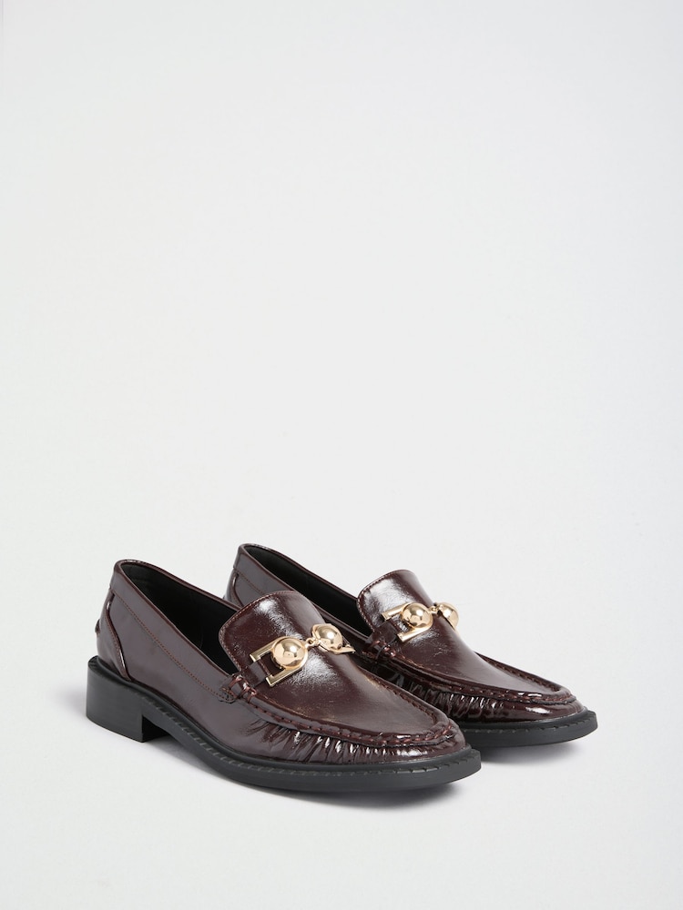 Bordure en or rouge bordeaux - Friends Like These Faux Leather Square Toe Ruched Mocassins Chaussures - Image 1 de 4