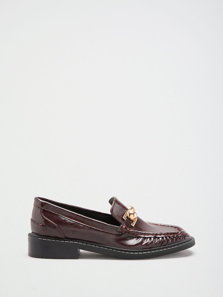 Bordure en or rouge bordeaux - Friends Like These Faux Leather Square Toe Ruched Mocassins Chaussures - Image 2 de 4