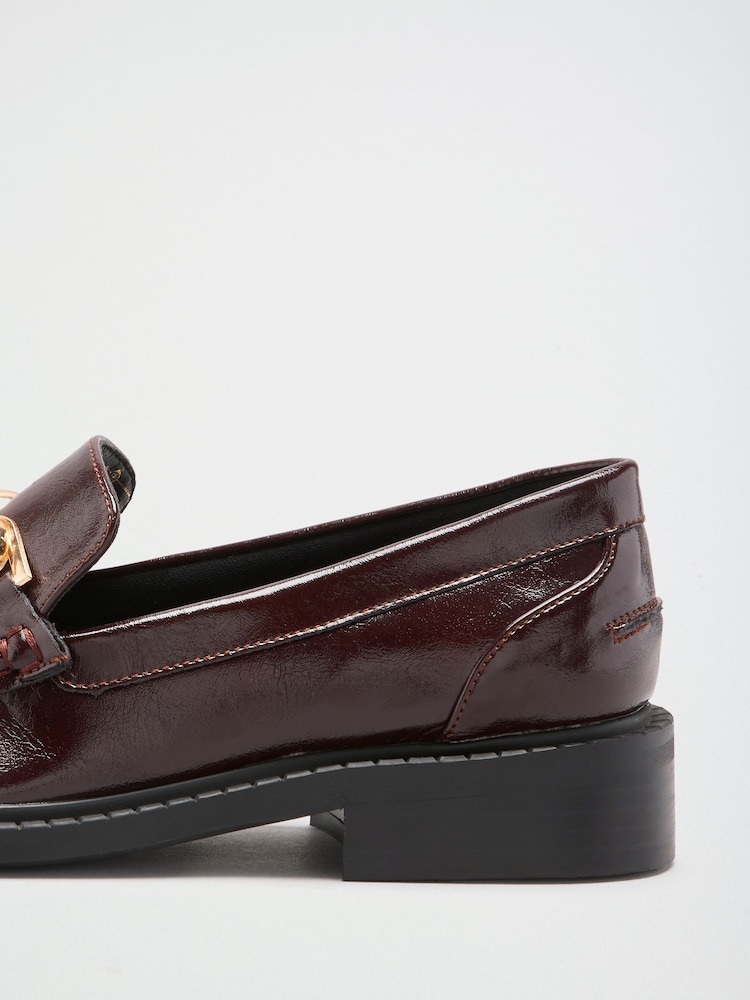 Bordure en or rouge bordeaux - Friends Like These Faux Leather Square Toe Ruched Mocassins Chaussures - Image 4 de 4