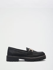 Friends Like These Black Standard Fit Faux Suede Gold Trim Chunky Loafer Shoes - Image 2 of 4
