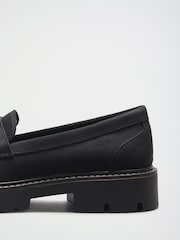 Friends Like These Black Standard Fit Faux Suede Gold Trim Chunky Loafer Shoes - Image 4 of 4
