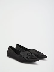 Friends Like These Black Faux Suede Tassel Pointed Toe Flat Loafer Shoes - Image 1 of 4
