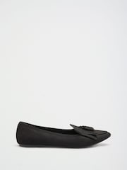 Friends Like These Black Faux Suede Tassel Pointed Toe Flat Loafer Shoes - Image 2 of 4