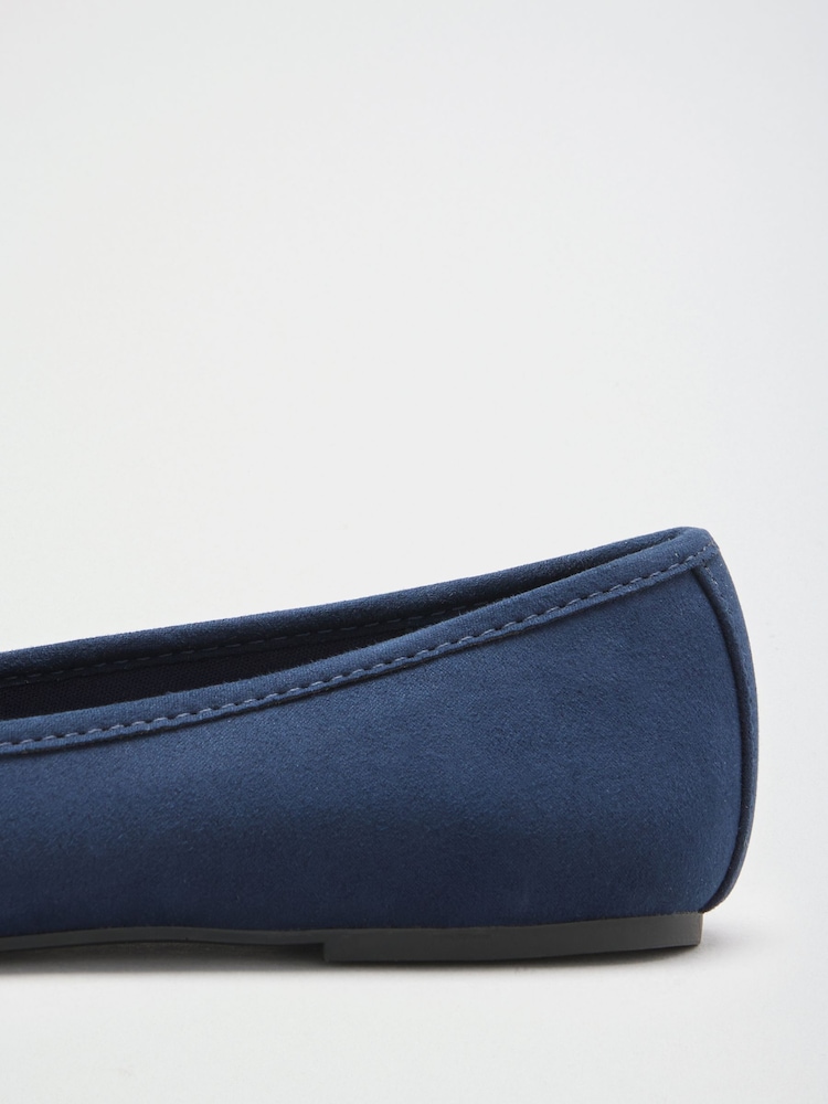 Friends Like These Navy Blue Faux Suede Tassel Pointed Toe Flat Loafer Shoes - Image 4 of 4