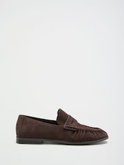 Friends Like These Dark Chocolate Brown Flat Ruched Comfort Slip On Penny Loafers - Image 2 of 4