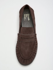 Friends Like These Dark Chocolate Brown Flat Ruched Comfort Slip On Penny Loafers - Image 3 of 4