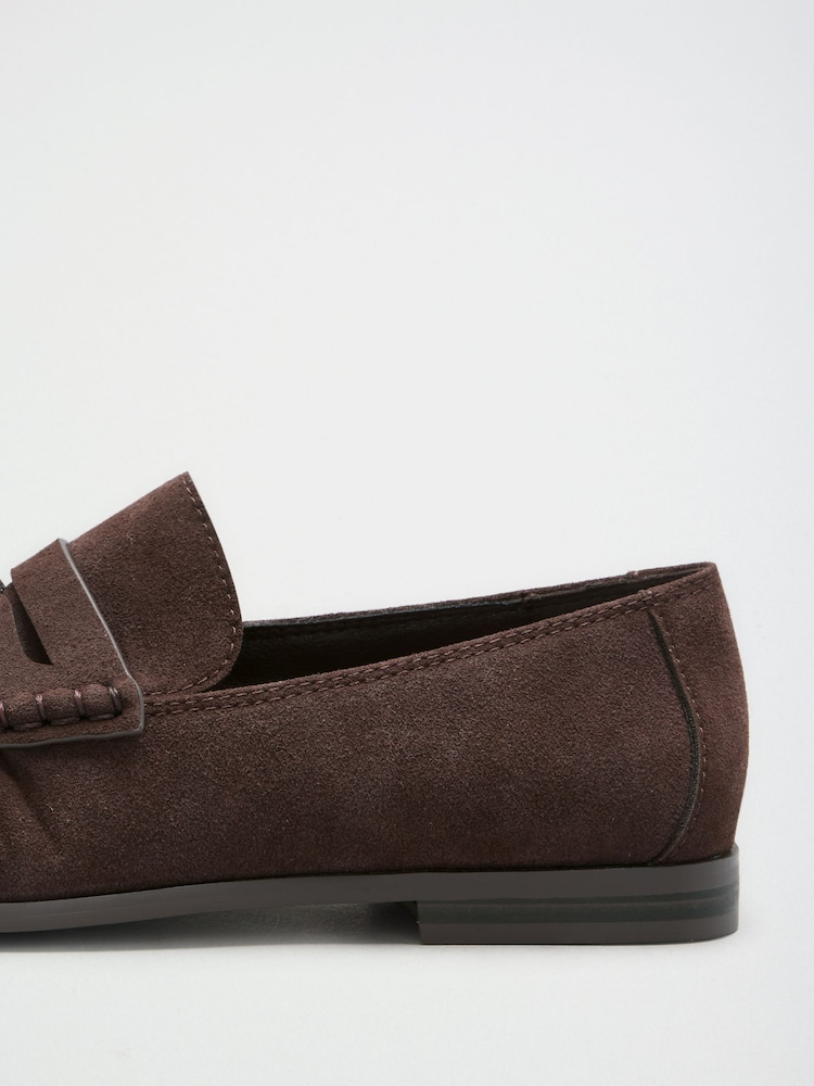 Friends Like These Dark Chocolate Brown Flat Ruched Comfort Slip On Penny Loafers - Image 5 of 5