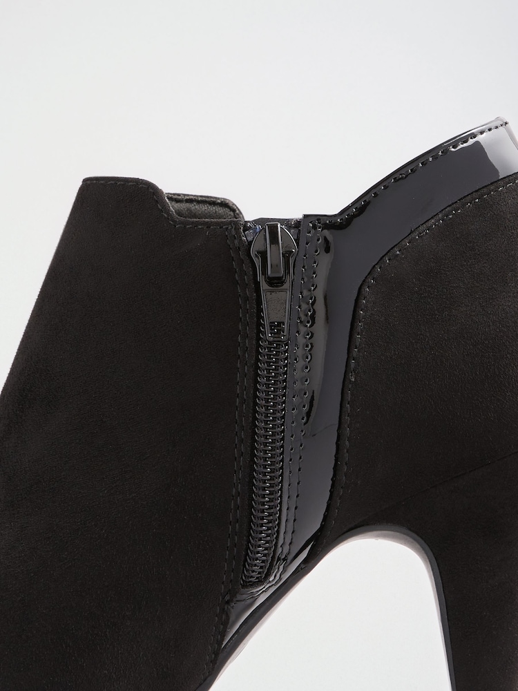 Friends Like These Black Wide Fit Mid Heel Mix Material Ankle Boots - Image 5 of 5 Friends Like These Black Wide Fit Mid Heel Mix Material Ankle Boots - Image 5 of 5