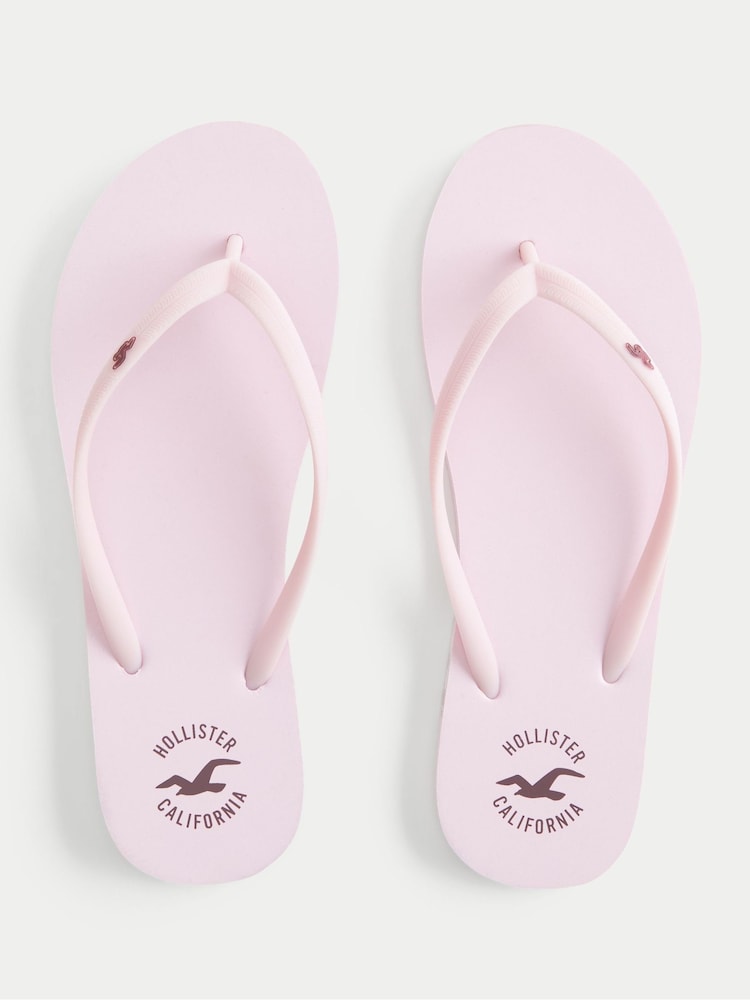 Hollister Pink Rubber Logo Flip Flops - Image 2 of 2 Hollister Pink Rubber Logo Flip Flops - Image 2 of 2