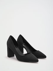 Friends Like These Black Faux Suede Pointed Toe Mid Block Heel Court Shoes - Image 1 of 5
