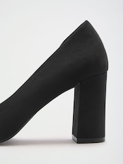 Friends Like These Black Faux Suede Pointed Toe Mid Block Heel Court Shoes - Image 3 of 5