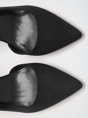Friends Like These Black Faux Suede Pointed Toe Mid Block Heel Court Shoes - Image 4 of 5