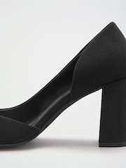 Friends Like These Black Faux Suede Pointed Toe Mid Block Heel Court Shoes - Image 5 of 5