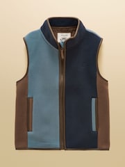 Joules Kids' Heritage Navy Colourblock Fleece Gilet - Image 1 of 5