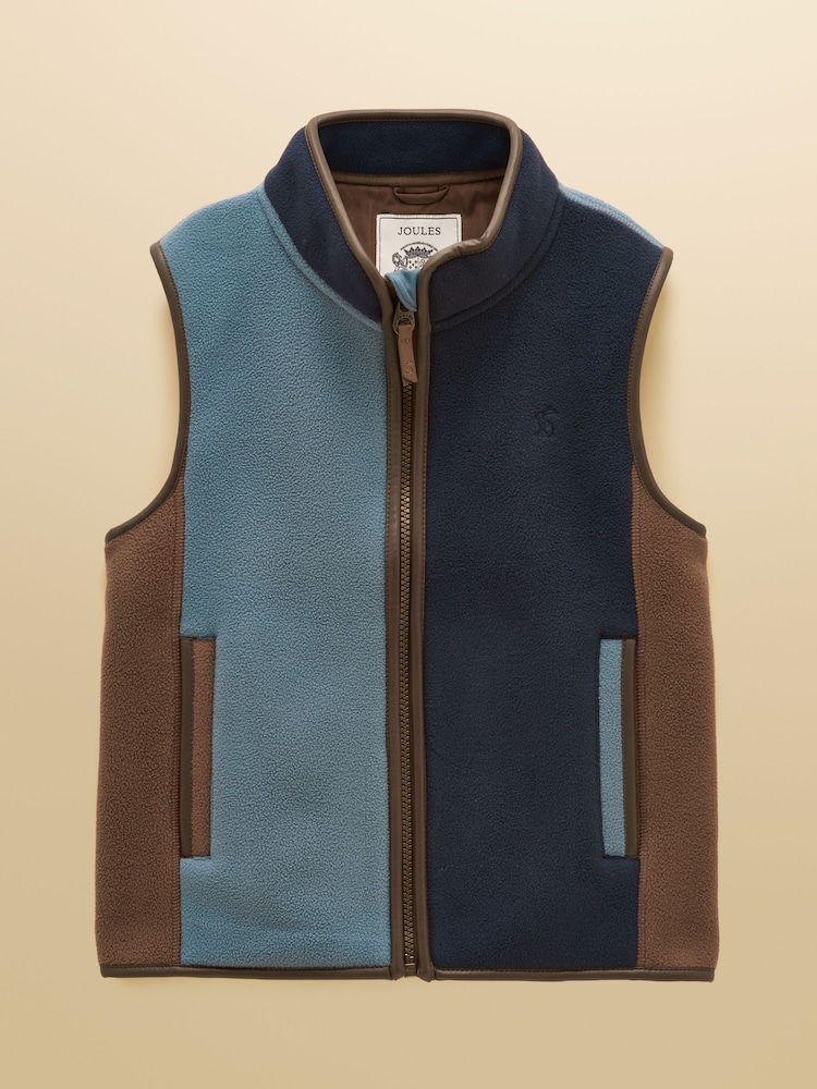 Joules Kids' Heritage Navy Colourblock Fleece Gilet - Image 1 of 5 Joules Kids' Heritage Navy Colourblock Fleece Gilet - Image 1 of 5