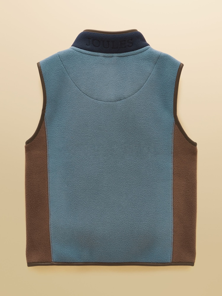 Joules Kids' Heritage Navy Colourblock Fleece Gilet - Image 2 of 5 Joules Kids' Heritage Navy Colourblock Fleece Gilet - Image 2 of 5