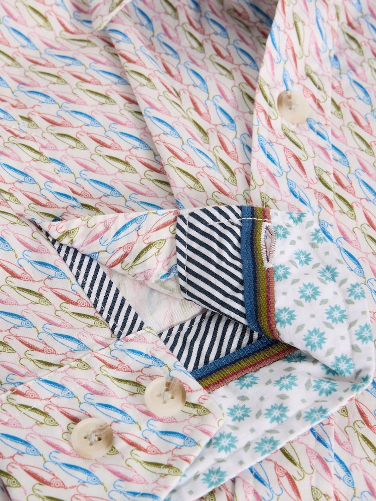 White Stuff White Salcombe Long Sleeve Fish Print Shirt - Image 6 of 6 White Stuff White Salcombe Long Sleeve Fish Print Shirt - Image 6 of 6