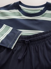 Green/Navy Jersey Stripe Pyjamas Set - Image 4 of 5