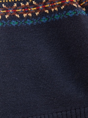 Joules Boys' Hillside Navy Fair Isle Knit Quarter Zip Jumper - Image 4 of 4