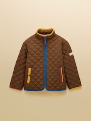 Joules Boys' Lennox Brown Quilted Funnel Neck Jacket - Image 1 of 5