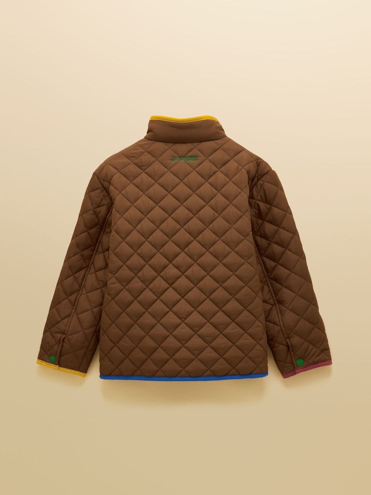 Joules Boys' Lennox Brown Quilted Funnel Neck Jacket - Image 2 of 5 Joules Boys' Lennox Brown Quilted Funnel Neck Jacket - Image 2 of 5