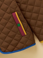 Joules Boys' Lennox Brown Quilted Funnel Neck Jacket - Image 3 of 5