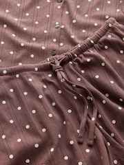 Chocolate Brown Spot Pointelle Short Pyjamas Set - Image 2 of 3