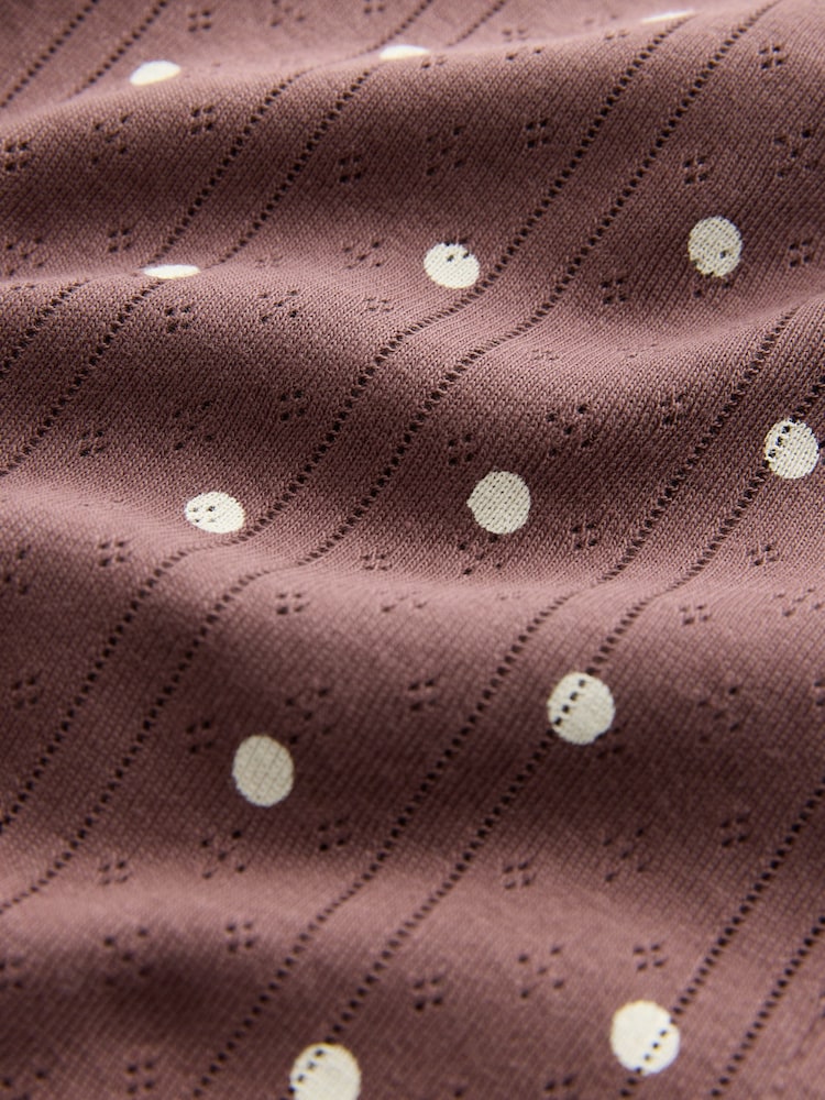 Chocolate Brown Spot Pointelle Short Pyjamas Set - Image 3 of 3