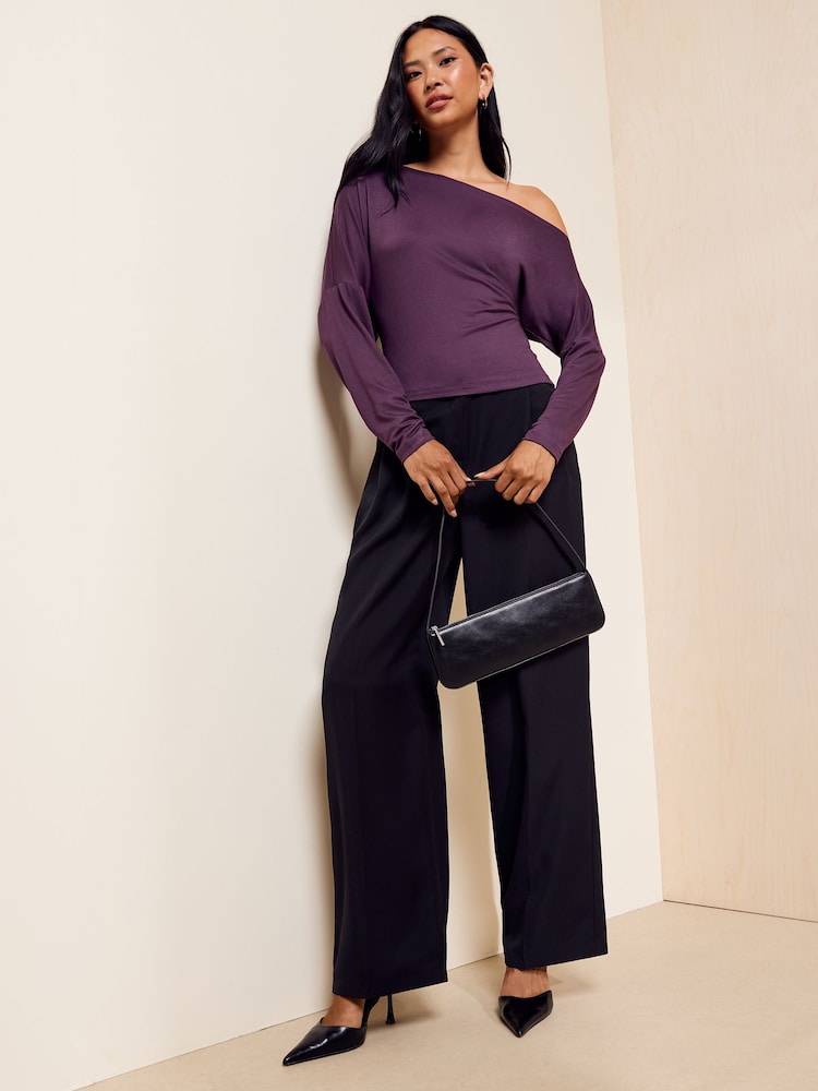 オーバジーンパープル - Friends Like These Off Shoulder Long Sleeve Jersey Top - 画像 2 / 5