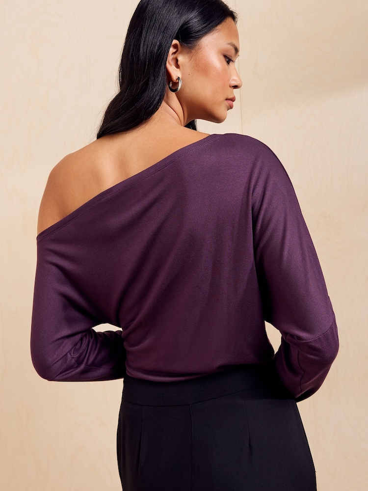 オーバジーンパープル - Friends Like These Off Shoulder Long Sleeve Jersey Top - 画像 5 / 5