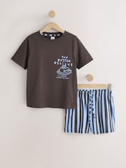Chocolate Brown Graphic Short Pyjamas Set - Image 1 of 4