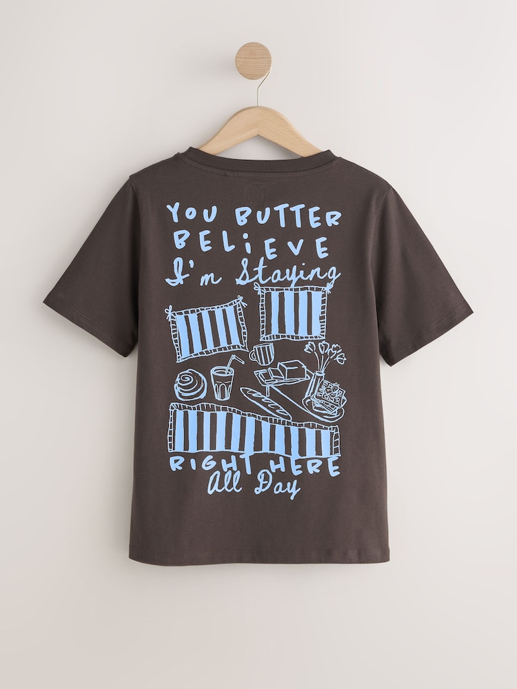 Chocolate Brown Graphic Short Pyjamas Set - Image 2 of 4