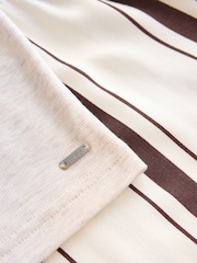 Cream/ Chocolate Brown Stripe Studio Rib Racer Vest and Short Pyjamas Set - Image 8 of 9