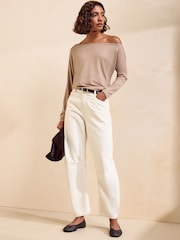 トープ - Friends Like These Off Shoulder Long Sleeve Jersey Top - 画像 3 / 5