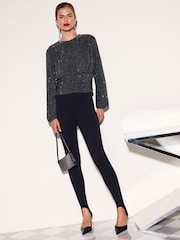 黑色 - Friends Like These Cinched Waist Hotfix Top - 图片2 / 6
