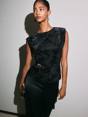 Black Devore - Friends Like These Bold Shoulder Hardware Top - Slika 4 od 6