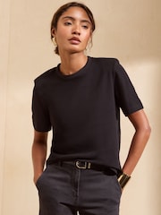 黑色 - Friends Like These Shoulder Pad T-Shirt - 圖片 3，共 5
