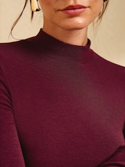 Friends Like These Aubergine Soft Touch High Neck Top - Image 2 of 4