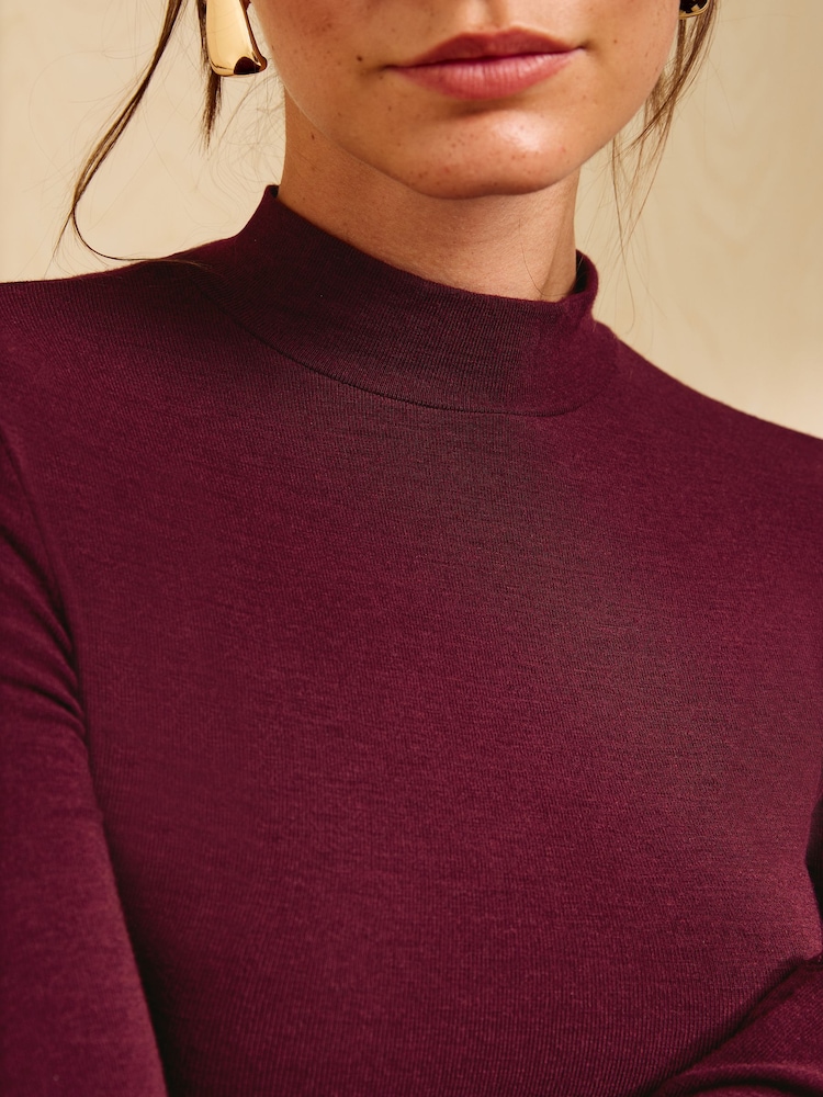 Friends Like These Aubergine Soft Touch High Neck Top - Image 2 of 4