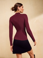 Friends Like These Aubergine Soft Touch High Neck Top - Image 4 of 4