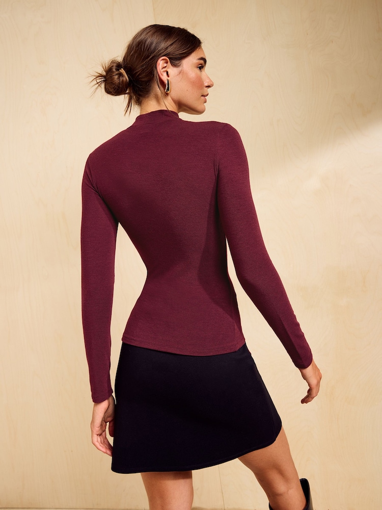 Friends Like These Aubergine Soft Touch High Neck Top - Image 4 of 4