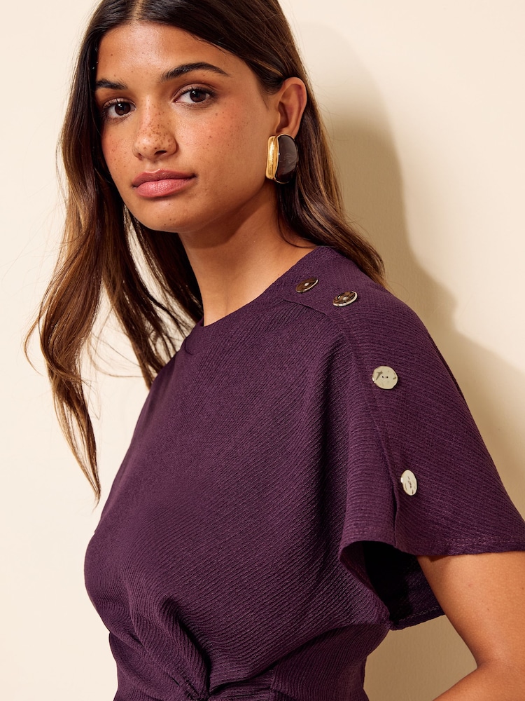 Friends Like These Burgundy Red Twist Detail Short Sleeve Top - Image 2 of 4 Friends Like These Burgundy Red Twist Detail Short Sleeve Top - Image 2 of 4